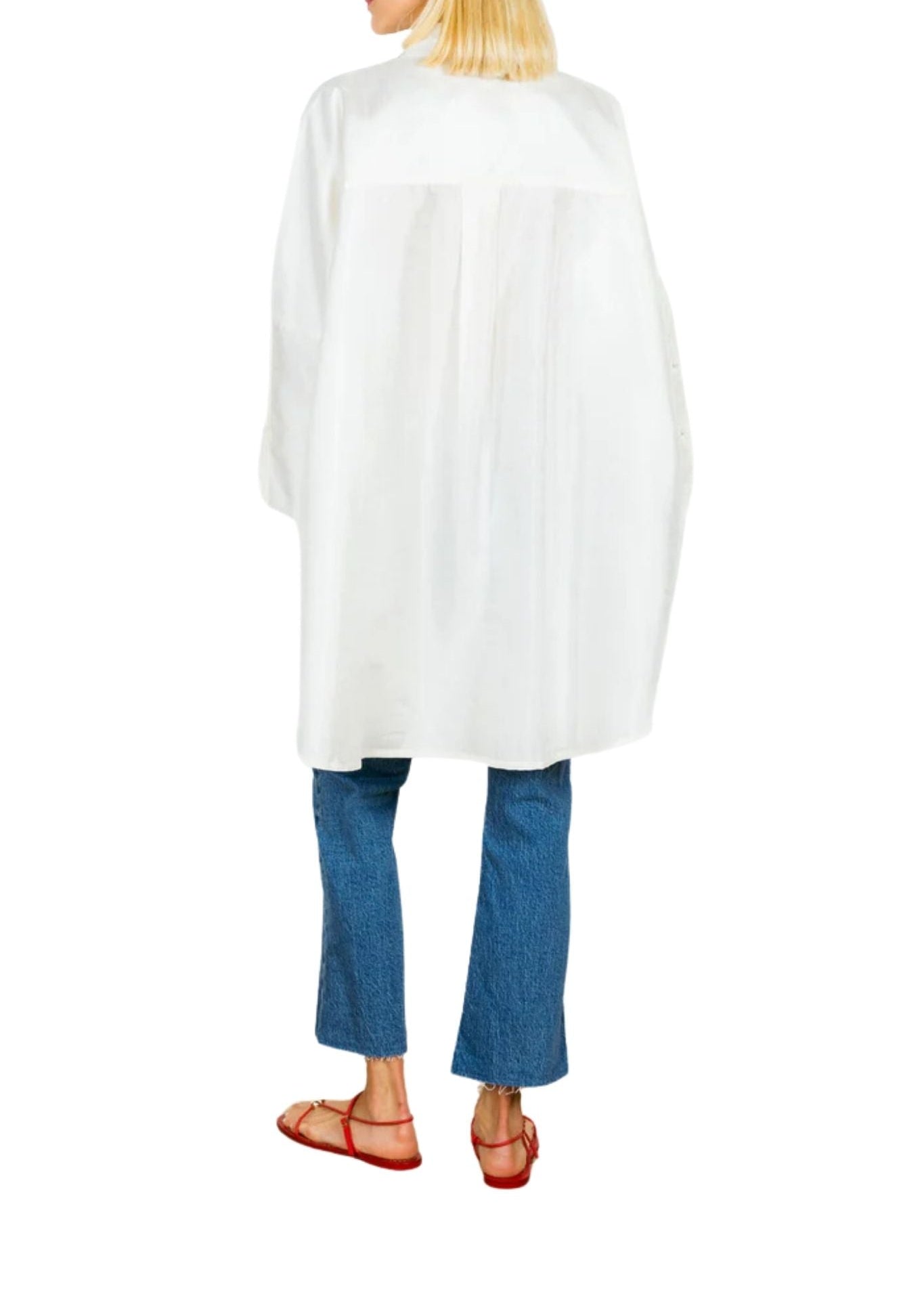 La Vie Coconut Sequin Palm Boyfriend Shirt - Vermillion