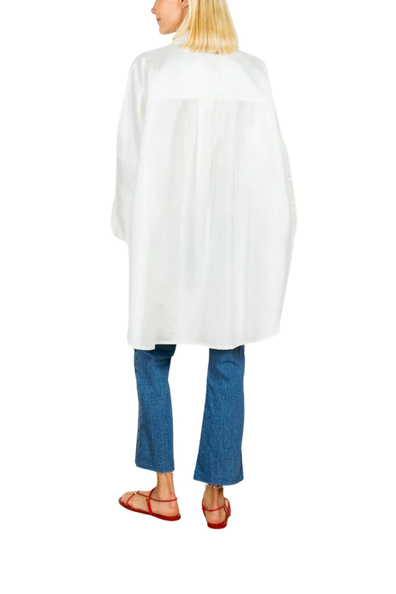 La Vie Coconut Sequin Palm Boyfriend Shirt - Vermillion