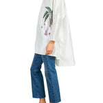La Vie Coconut Sequin Palm Boyfriend Shirt - Vermillion