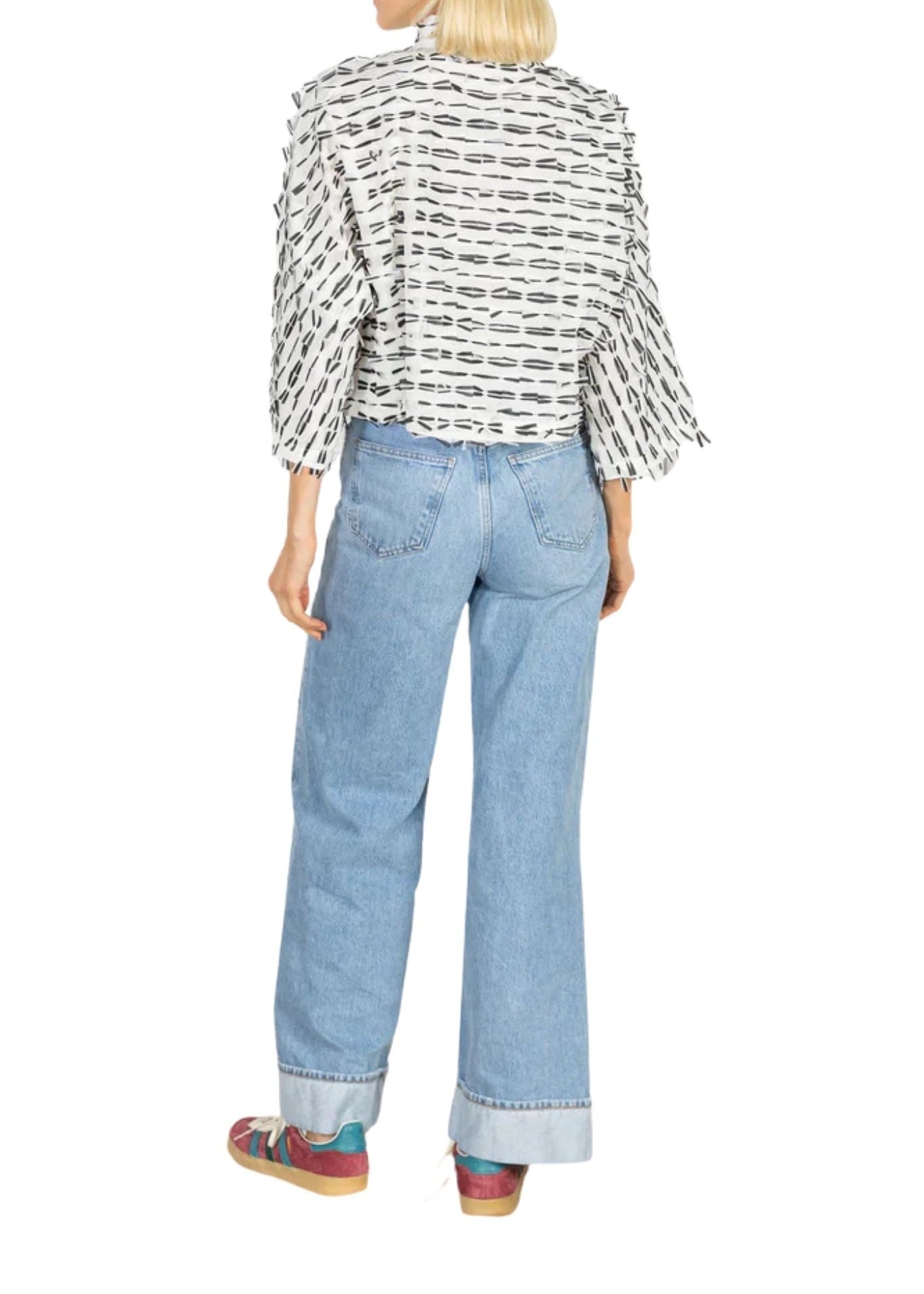 La Vie Contrast Black Fringe Everyday Shirt - Vermillion