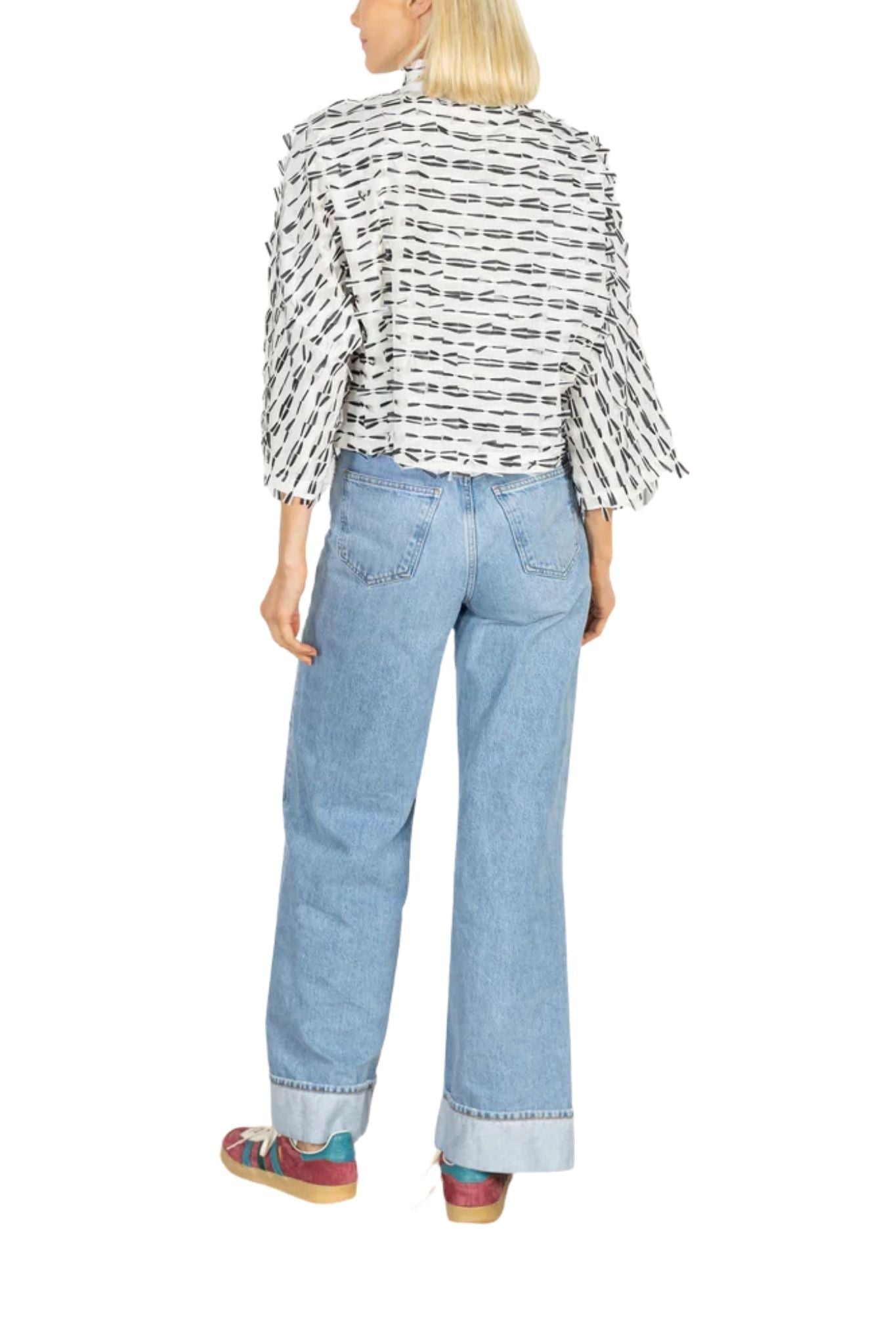 La Vie Contrast Black Fringe Everyday Shirt - Vermillion