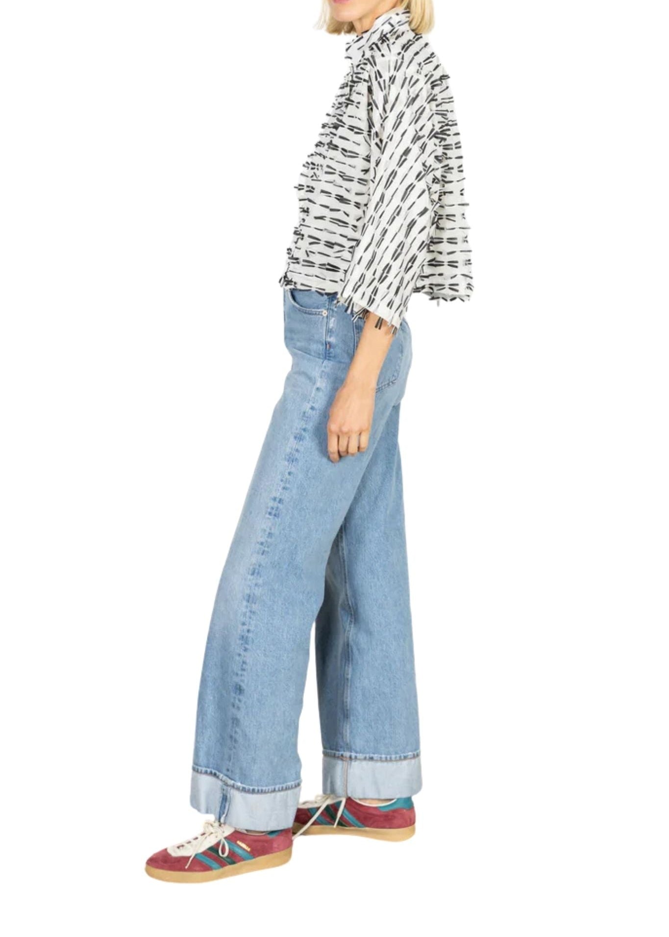 La Vie Contrast Black Fringe Everyday Shirt - Vermillion
