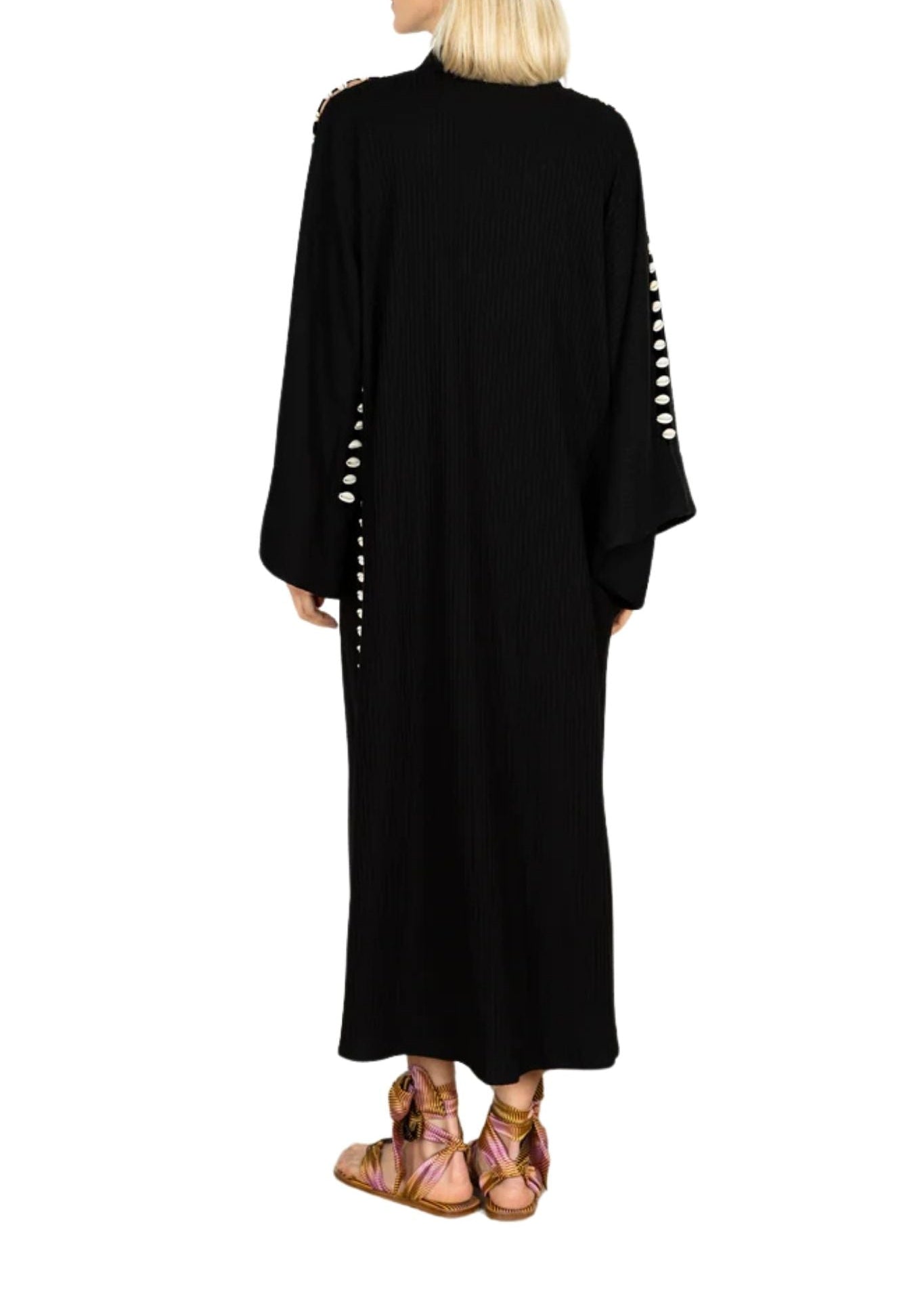 La Vie Cowrie Shell Seam Maxi Caftan - Vermillion
