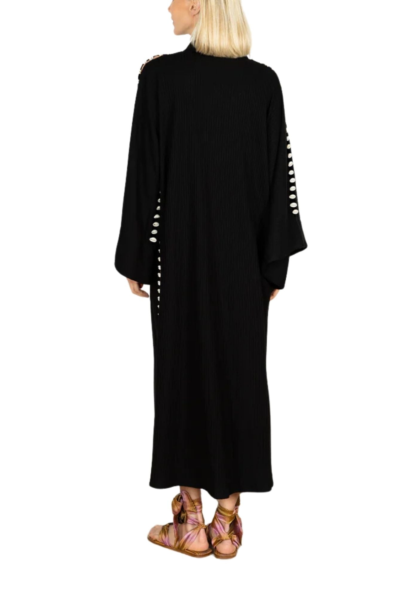 La Vie Cowrie Shell Seam Maxi Caftan - Vermillion