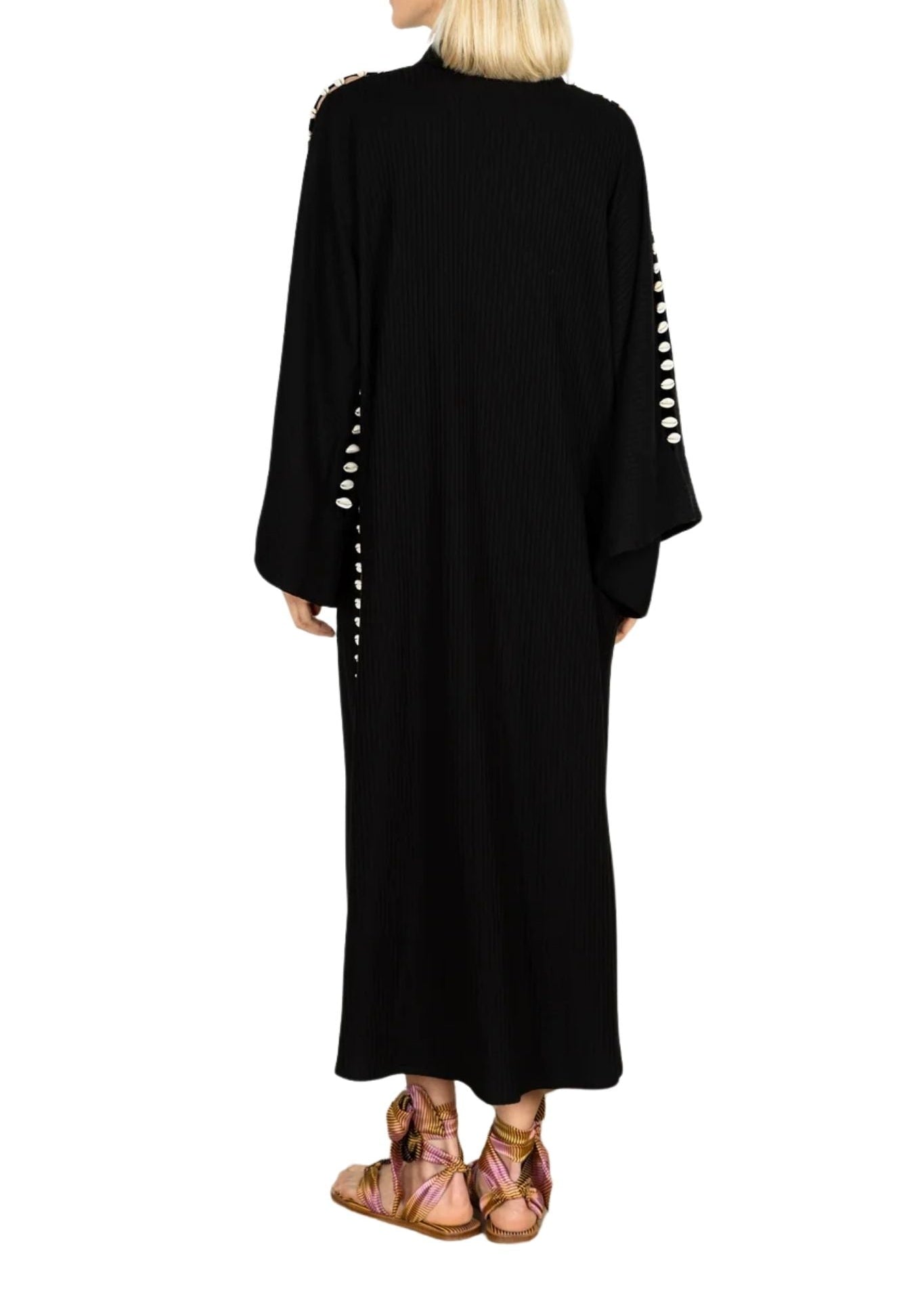 La Vie Cowrie Shell Seam Maxi Caftan - Vermillion