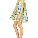 La Vie Emerald Floral Jacquard Pleat Dress - Vermillion