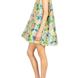La Vie Emerald Floral Jacquard Pleat Dress - Vermillion