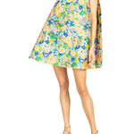 La Vie Emerald Floral Jacquard Pleat Dress - Vermillion