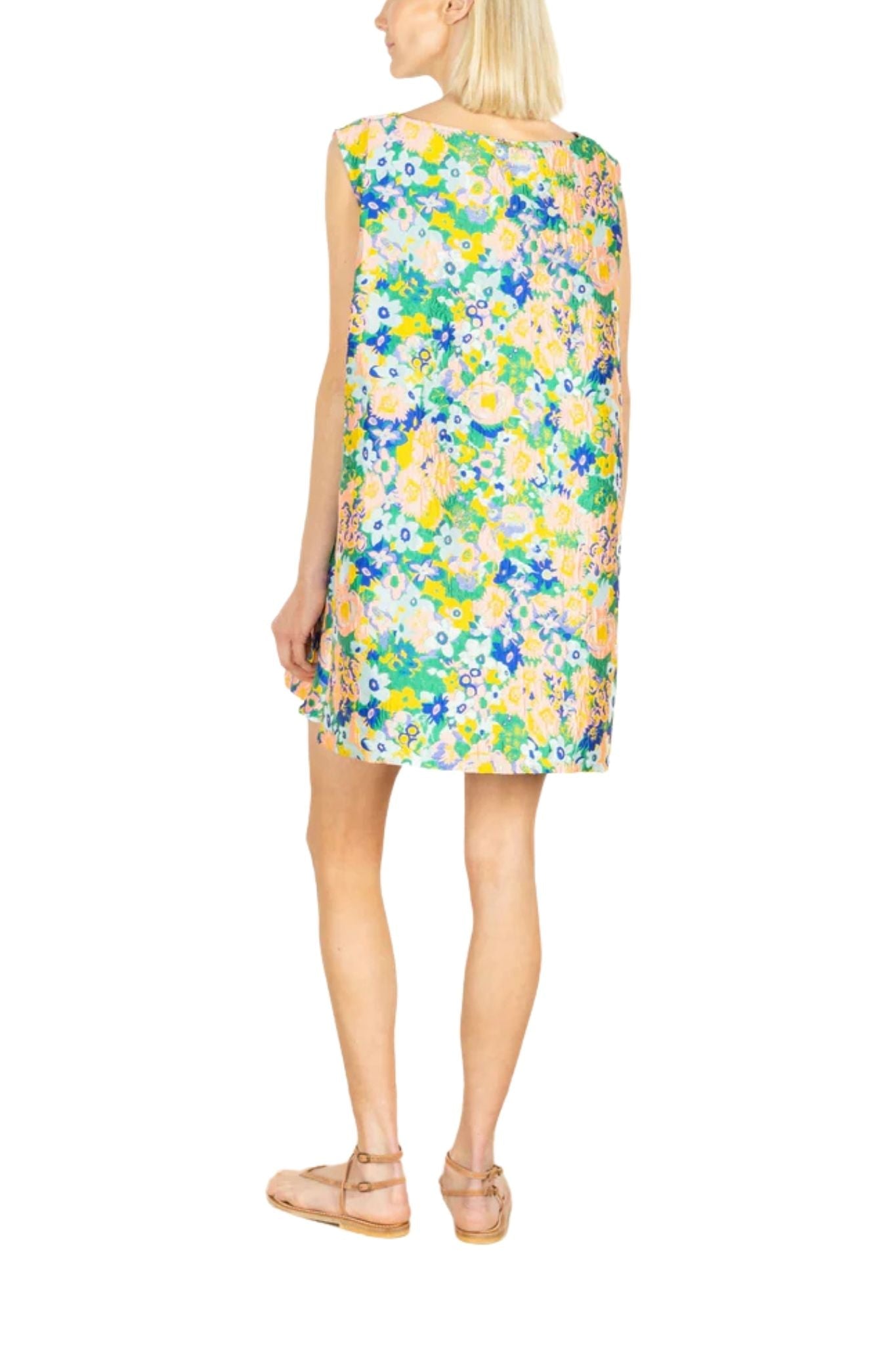 La Vie Emerald Floral Jacquard Pleat Dress - Vermillion