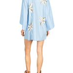 La Vie Golden Palm Cotton Mini Caftan - Vermillion