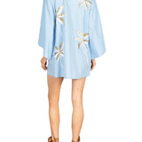 La Vie Golden Palm Cotton Mini Caftan - Vermillion