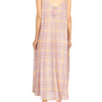 La Vie Honey Plaid Mesh Maxi Swing Dress - Vermillion
