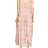 La Vie Honey Plaid Mesh Maxi Swing Dress - Vermillion