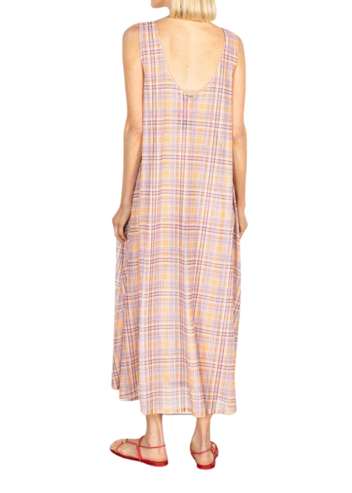 La Vie Honey Plaid Mesh Maxi Swing Dress - Vermillion