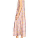 La Vie Honey Plaid Mesh Maxi Swing Dress - Vermillion
