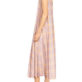 La Vie Honey Plaid Mesh Maxi Swing Dress - Vermillion