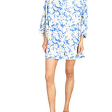 La Vie Ivory Petal Silhouette Mini Open Front Caftan - Vermillion