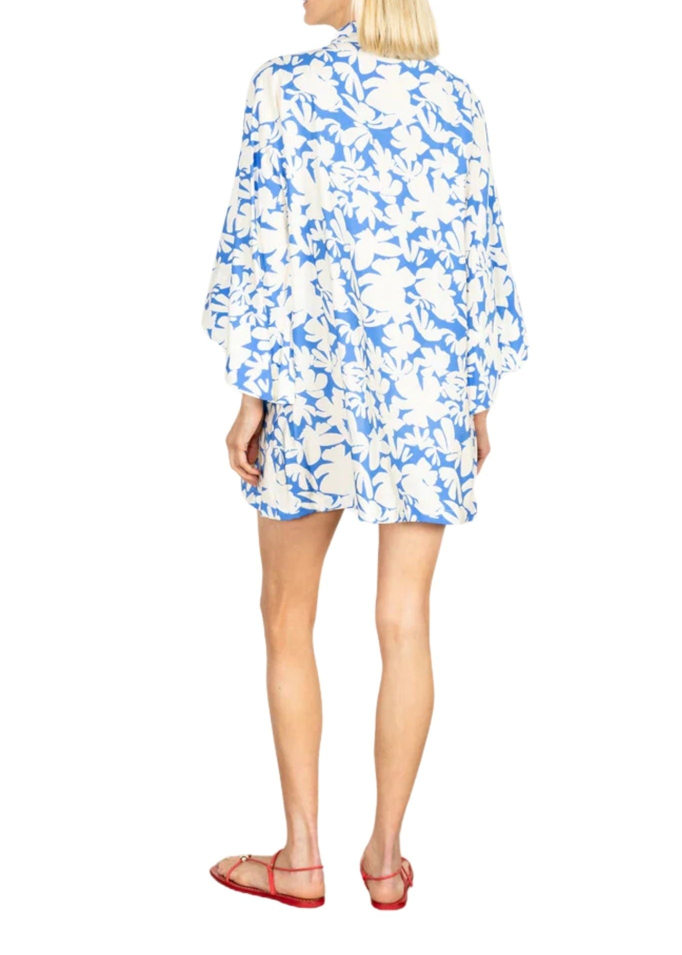 La Vie Ivory Petal Silhouette Mini Open Front Caftan - Vermillion