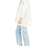 La Vie Ivory Rhinestone Shells Boyfriend Shirt - Vermillion