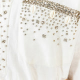 La Vie Ivory Rhinestone Shells Boyfriend Shirt - Vermillion