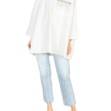 La Vie Ivory Rhinestone Shells Boyfriend Shirt - Vermillion