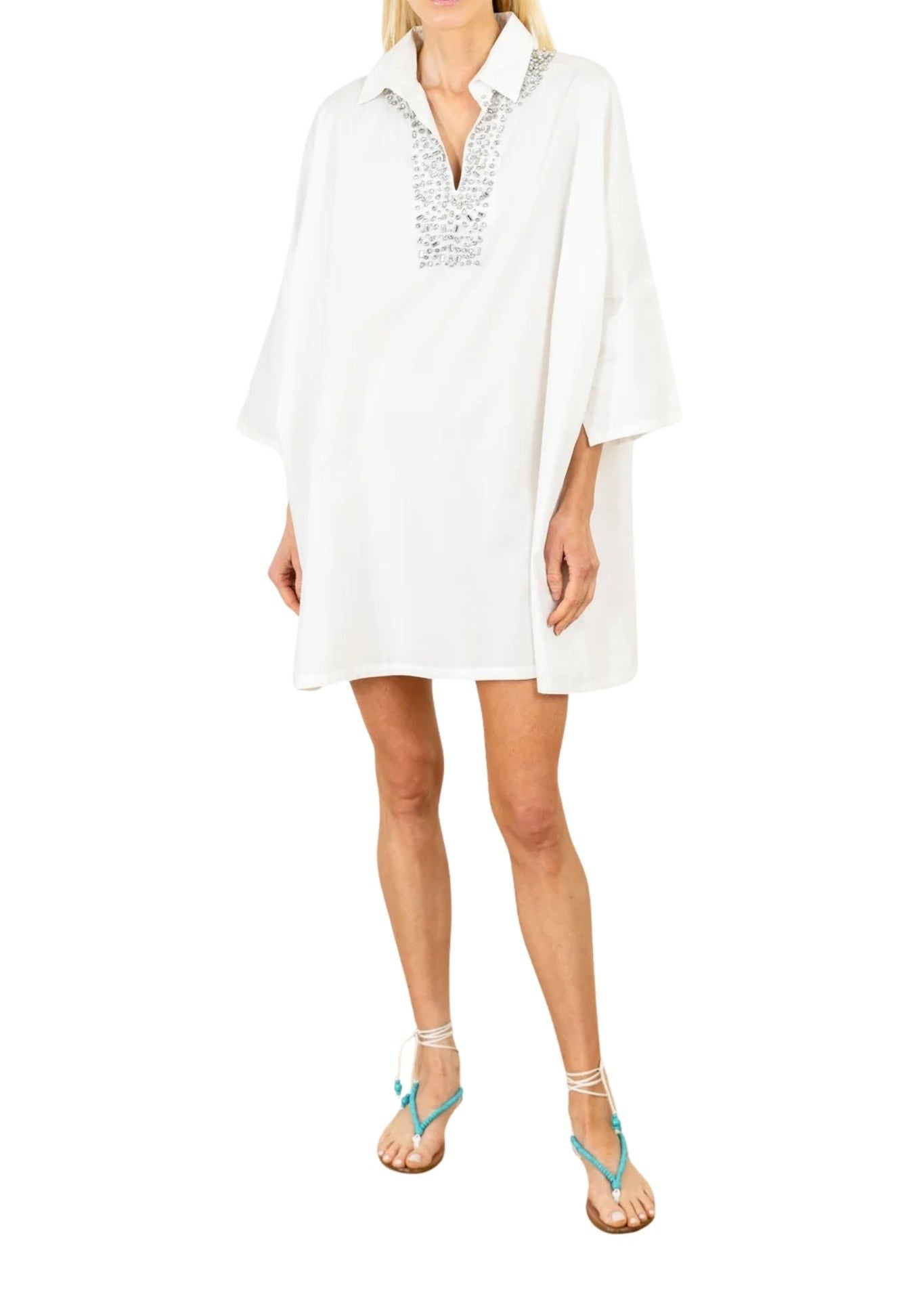 La Vie Jewel Neckline Mini Everyday Dress - Vermillion