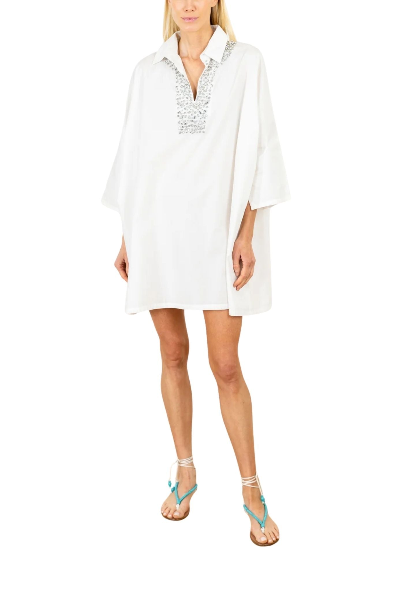 La Vie Jewel Neckline Mini Everyday Dress - Vermillion