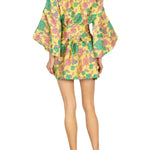 La Vie Lemon Floral Jacquard Mini Wrap Dress - Vermillion