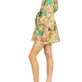 La Vie Lemon Floral Jacquard Mini Wrap Dress - Vermillion