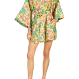 La Vie Lemon Floral Jacquard Mini Wrap Dress - Vermillion