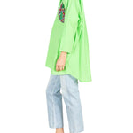 La Vie Lime Jeweled Cotton Boyfriend Shirt - Vermillion