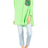 La Vie Lime Jeweled Cotton Boyfriend Shirt - Vermillion