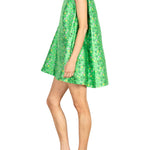 La Vie Mini Floral Meadow Pleat Dress - Vermillion