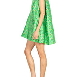 La Vie Mini Floral Meadow Pleat Dress - Vermillion