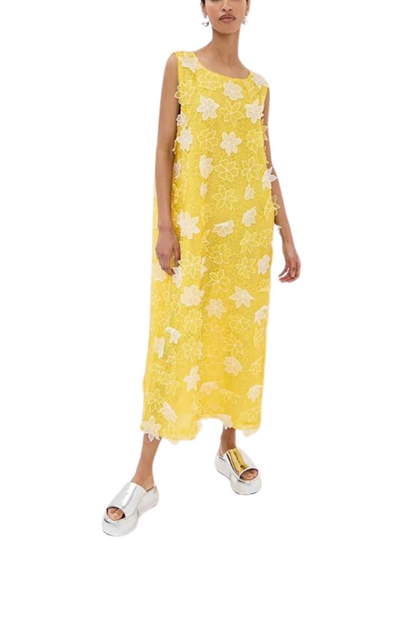 La Vie Mod Flower Sequin Mini A - Line Dress - Vermillion