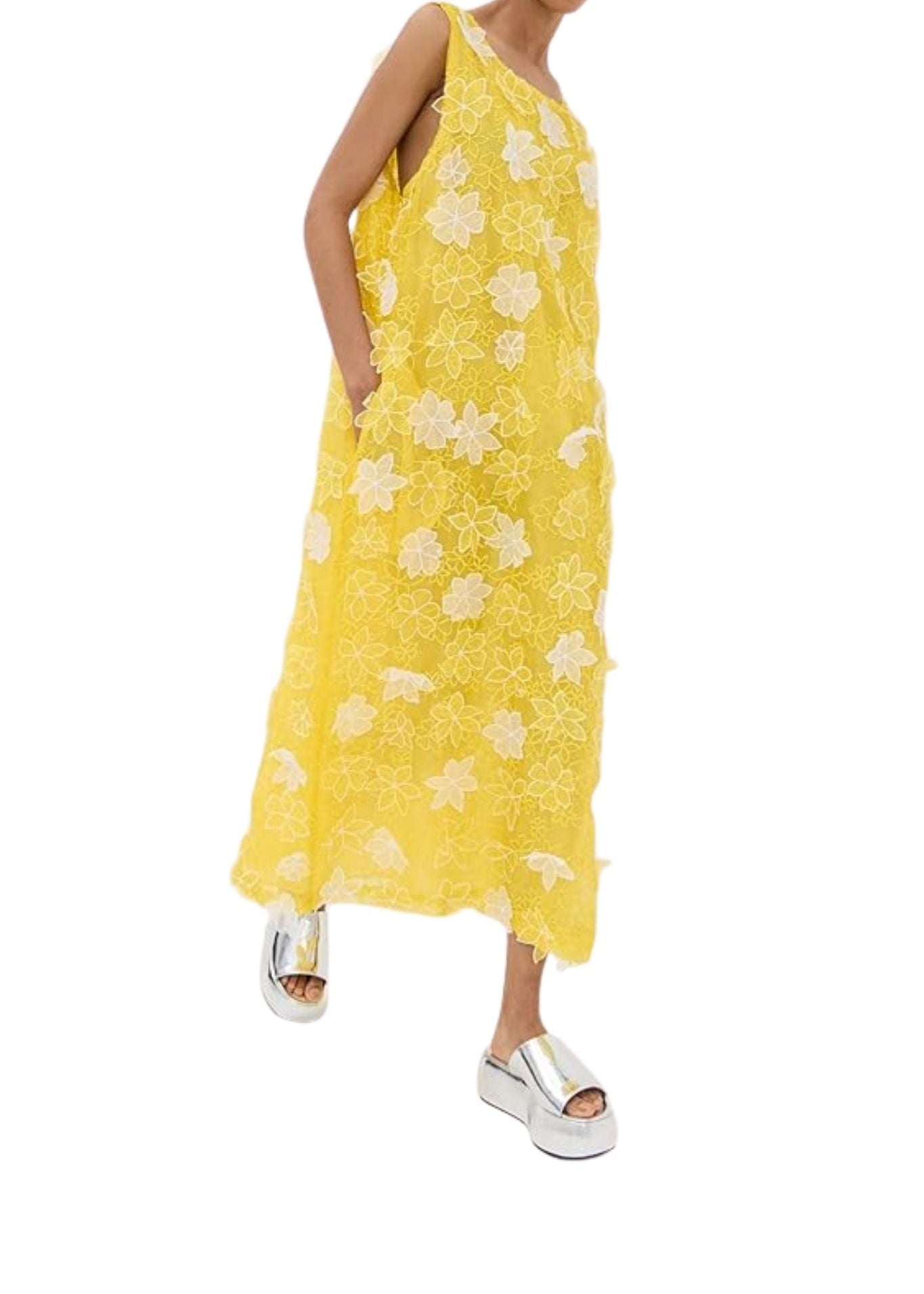 La Vie Mod Flower Sequin Mini A - Line Dress - Vermillion