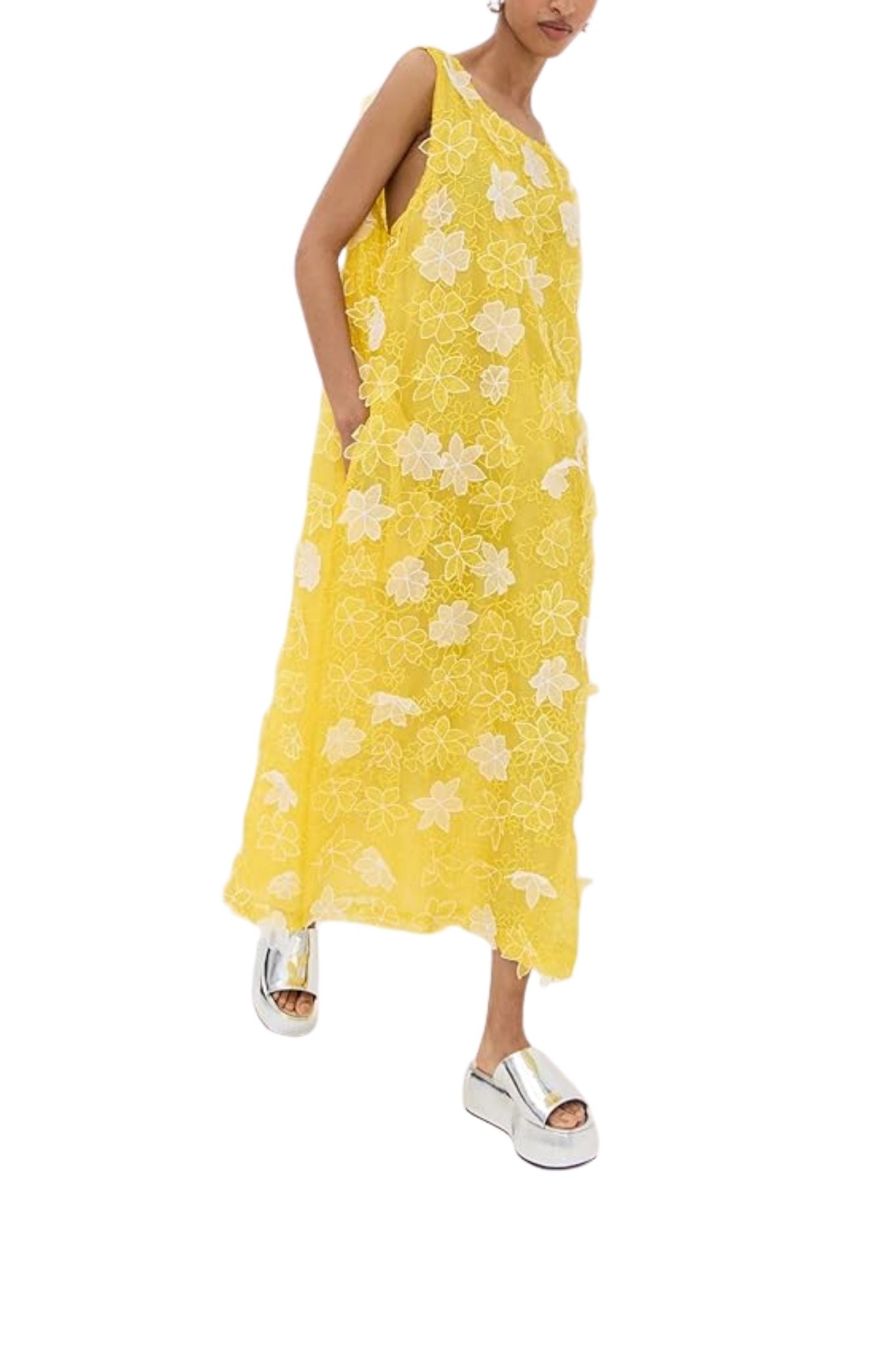 La Vie Mod Flower Sequin Mini A - Line Dress - Vermillion