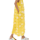 La Vie Mod Flower Sequin Mini A - Line Dress - Vermillion