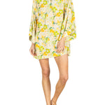 La Vie Olive Brushstroke Bloom Mini Caftan - Vermillion