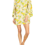 La Vie Olive Brushstroke Bloom Mini Caftan - Vermillion