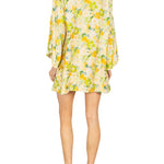 La Vie Olive Brushstroke Bloom Mini Caftan - Vermillion
