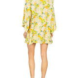 La Vie Olive Brushstroke Bloom Mini Caftan - Vermillion