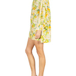 La Vie Olive Brushstroke Bloom Mini Caftan - Vermillion