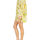 La Vie Olive Brushstroke Bloom Mini Caftan - Vermillion