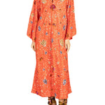 La Vie Orange Sequin Shells Maxi Caftan - Vermillion