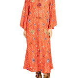 La Vie Orange Sequin Shells Maxi Caftan - Vermillion