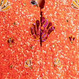La Vie Orange Sequin Shells Maxi Caftan - Vermillion