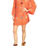 La Vie Orange Sequin Shells Mini Caftan - Vermillion
