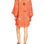 La Vie Orange Sequin Shells Mini Caftan - Vermillion