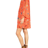 La Vie Orange Sequin Shells Mini Caftan - Vermillion